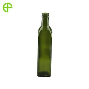 Botellas de aceite de oliva de vidrio verde