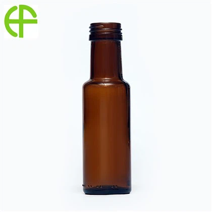 Botella de vidrio de 100 ml de aceite de linaza marrón